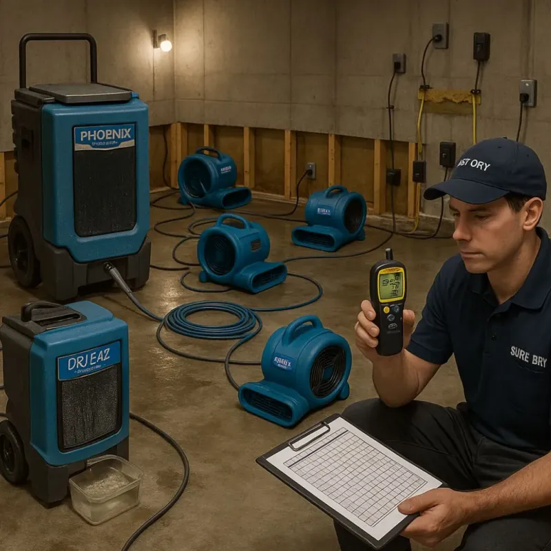 Structural Drying and Dehumidification process in Meridian, TX